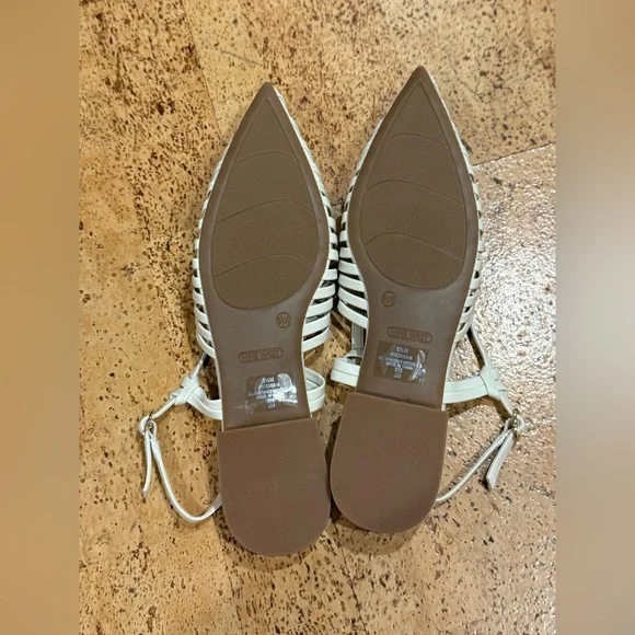 New Nine West Cream Pointed-Toe Slingback Flats Size 8 1/2 Women’s - Picture 11 of 15